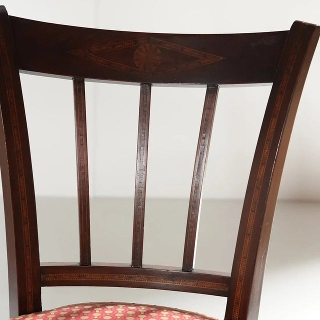 Early 19th Century Antique French Mahogany Chair with Silk Upholstery For Sale - Image 5 of 10