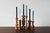 A set of six vintage wooden candleholders, designed in the Mid-Century Modern aesthetic characteristic of Scandinavian...