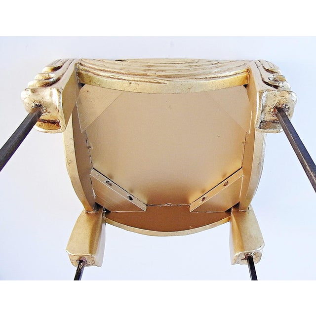 Wood Side Table and Table Lamp in Wrought Iron and Brass, 1990s, Set of 2 For Sale - Image 7 of 12