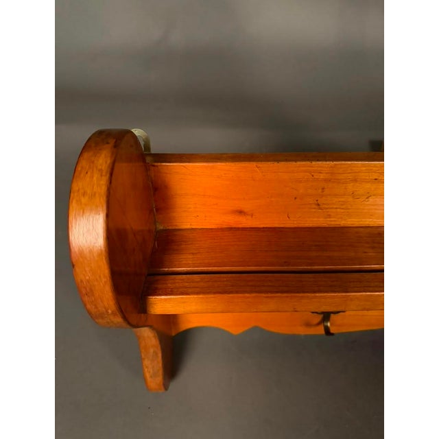 French 19th Century Cherry Wall-Mounted Shelf With Five Bronze Hooks, Circa 1890 For Sale - Image 9 of 16