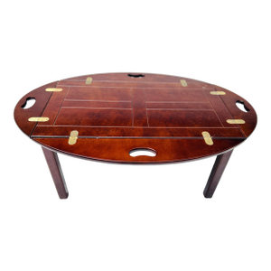 90's the Bombay Company Chippendale Mahogany Butler Coffee Table/Tray