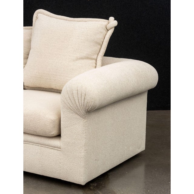 Late 20th Century Modern Beige Upholstered Three-Seat Sofa For Sale - Image 5 of 7