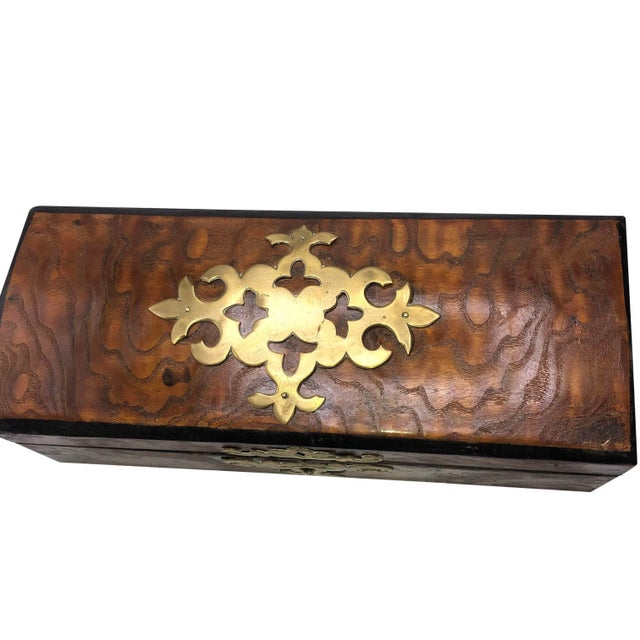 Antique Dome Top English Box With Brass For Sale - Image 4 of 9