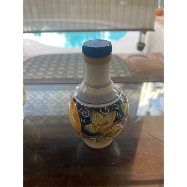 Vintage Handmade Rampini Italy Lemons Ceramic Cruet Set & Wine Cooler - 6 pcs For Sale In Santa Fe - Image 6 of 10