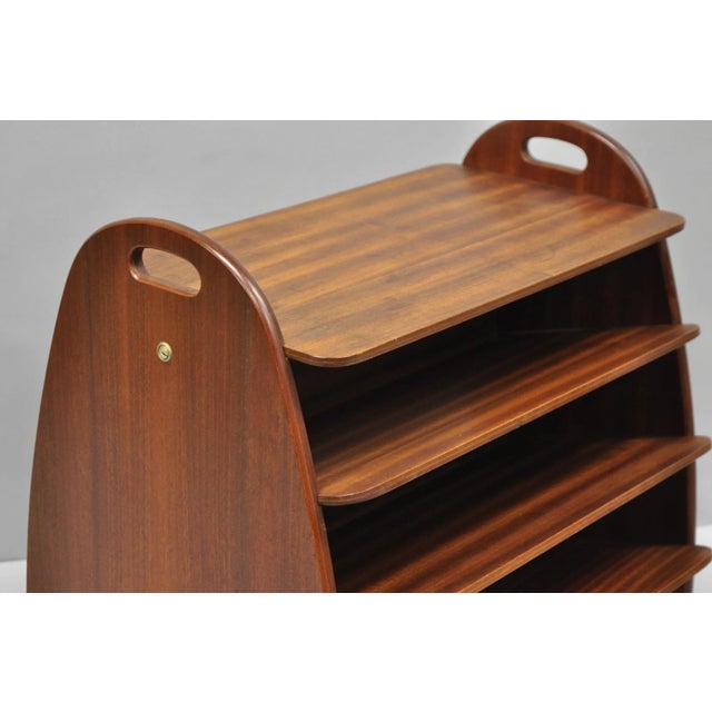 Mid Century Danish Modern Teak Wood Magazine Rack Book Stand Bookcase Side Table For Sale - Image 13 of 18