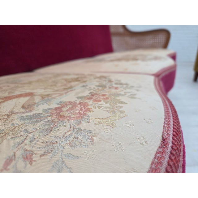 Wood Danish 3-Seater Sofa in Velour, Ash and Mesh, 1950s For Sale - Image 7 of 18