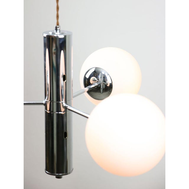 Vintage Italian Chrome and Opaline Sputnik Chandelier, 1970s For Sale - Image 14 of 16