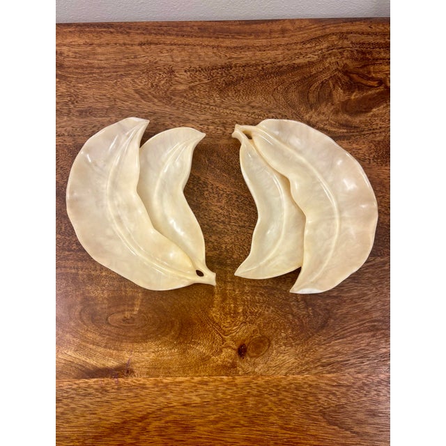 Mid-Century Modern Vintage Italian Alabaster Leaf Dishes - Pair of Sculptural Catchall Bowls For Sale - Image 3 of 7