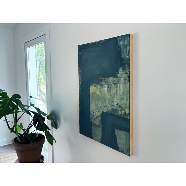 2020s "River Moss" Blue & Green Abstract Painting, Large Neutral Contemporary Painting by JTS For Sale - Image 5 of 13
