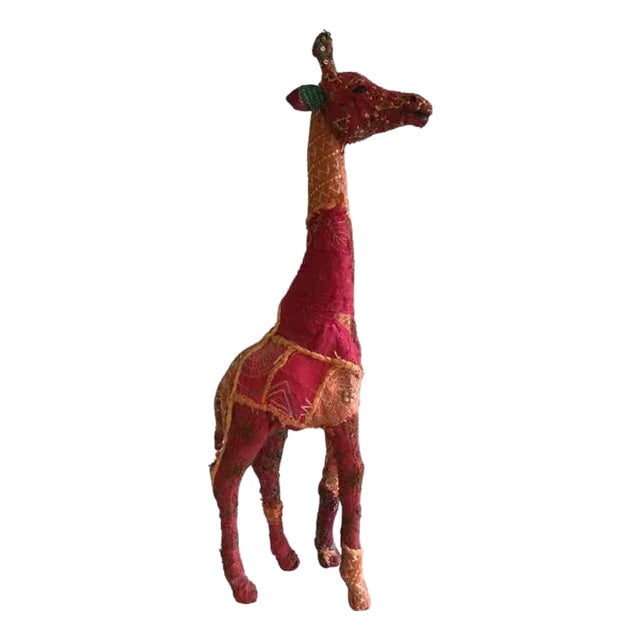 1960s Fabric Wrapped Giraffe Sculpture With Embroidered Embellishments For Sale