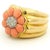 Vintage Italian Coral and Diamond Flower Ring in 18k Yellow Gold, Size 6 For Sale - Image 9 of 11