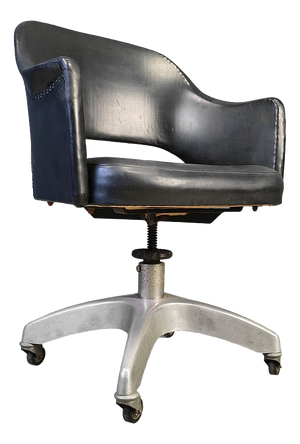 Mid-Century Desk Chair in Aluminium and Leather, 1950s