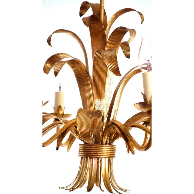 Gilded Metal 6-Light Chandelier by Hans Kögl, 1970s For Sale - Image 6 of 14