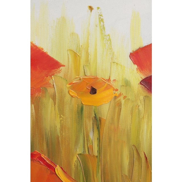 Hand Painted Oil Painting on Canvas Bright Poppy Flowers For Sale - Image 12 of 13