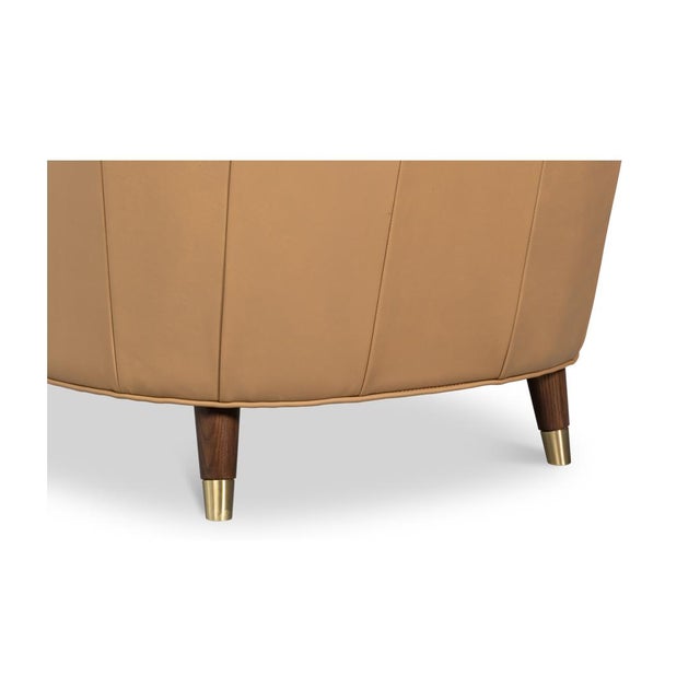 Mid-Century Modern Tan Leather Armchair For Sale In Raleigh - Image 6 of 12