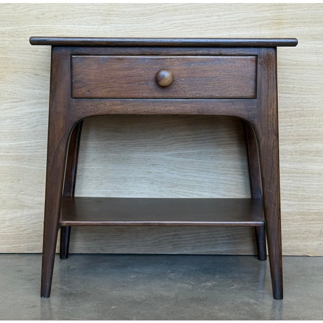 Wood Danish Teak Nightstands Tables With Drawer, 1960s Modern Design, A Pair For Sale - Image 7 of 12