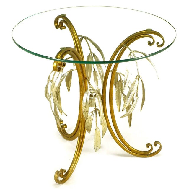 1950s Italian Tole Metal and Silver Leaf Foliate End Tables - a Pair For Sale - Image 5 of 8