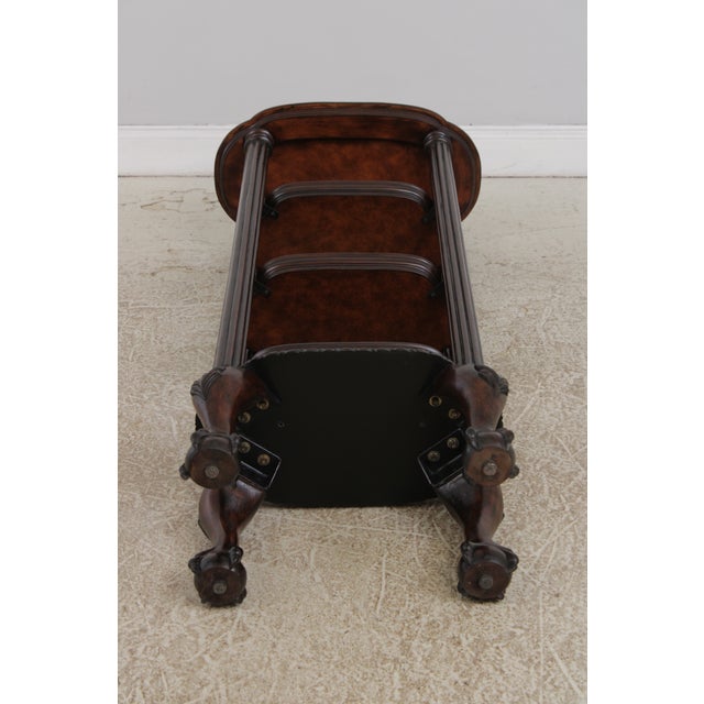 Leather Top Victorian Style Carved Mahogany Etagere Bookshelf For Sale - Image 15 of 15