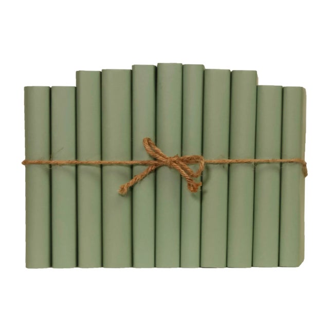 Modern Decorative Books - Spanish Moss Paper Wrapped Book Bundle - 1 Foot of Green Books For Sale - Image 3 of 3
