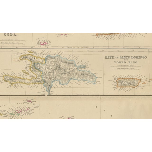 Antique Map of Cuba, Hispaniola, Puerto Rico and the Leeward Islands, 1860 For Sale - Image 6 of 11