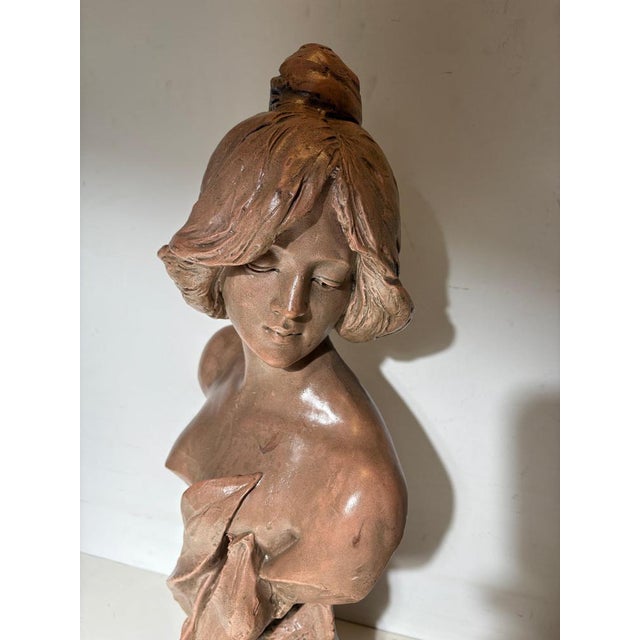 Art Nouveau Bust of Woman, 1890s-1910s For Sale - Image 4 of 10