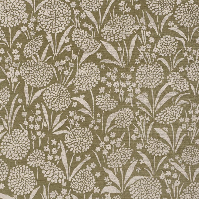 Sample - Schumacher Chrysanthemum Sisal Wallcovering In Juniper For Sale