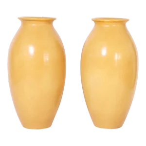 Large Pair of Antique Yellow Glazed Jardinieres or Floor Vases