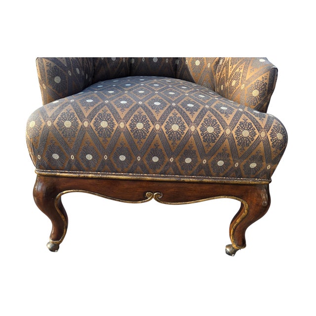 Marge Carson Marge Carson Boudoir Lounge Accent Chair French Tuffed Wingback Armchair Regency For Sale - Image 4 of 11