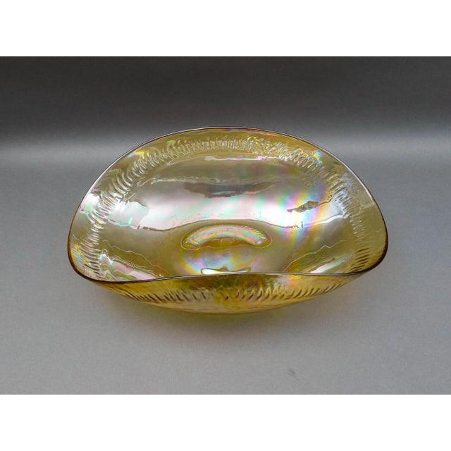 Mid 20th Century Yalos Casa Murano Signed Iridescent Gold Large Art Glass Centerpiece Bowl For Sale In Miami - Image 6 of 8