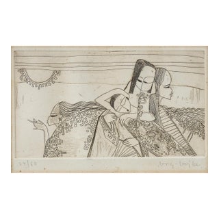 Mid 20th Century Lee Long Looi Abstract Etching For Sale
