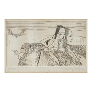 Mid 20th Century Lee Long Looi Abstract Etching