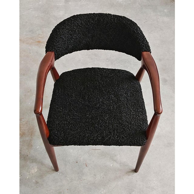 Mid-Century Modern Armchair Upholstered in Astrakhan Fur, Yugoslavia, 1960s For Sale - Image 6 of 14