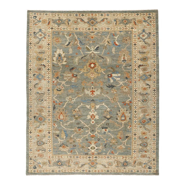 Blue Persian Sultanabad Rug - 08'02 X 10'01 For Sale