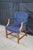 Mid 20th Century 2 Mid Century Federal Mahogany Office Arm Chairs Blue Polka Dot Tufted Fabric For Sale - Image 5 of 12