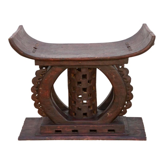 Large Vintage African Tribal Ashanti Stool For Sale