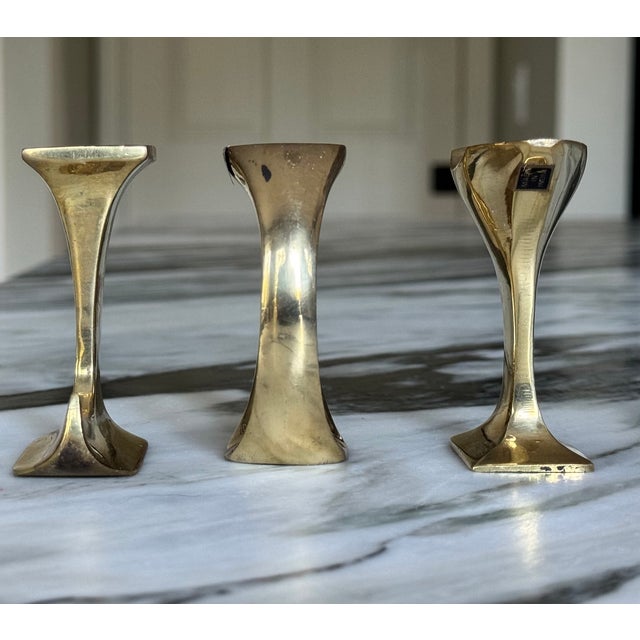 Vintage International Silver Company Solid Brass Candle Holder - Set of 3 For Sale - Image 10 of 14