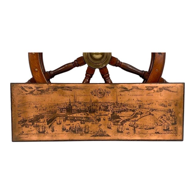 Antique Engraved Copper Plate Wall Plaque Bird's-Eye View of 1600s Copenhagen For Sale