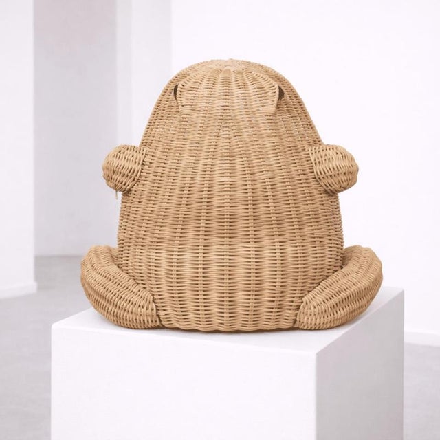 Rattan Frog Magazine Rack by Mario Lopez Torres For Sale - Image 4 of 9
