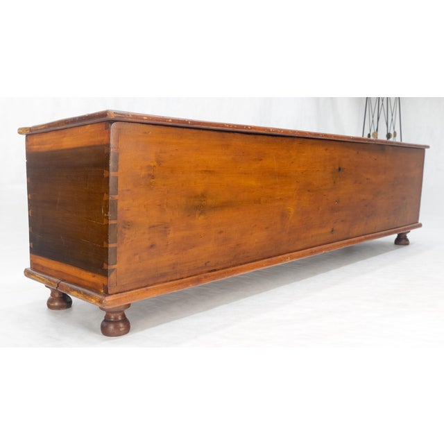 Antique c1880s Dovetail Joints Double Lid Bench Shape Hope Chest Box Storage For Sale - Image 4 of 12