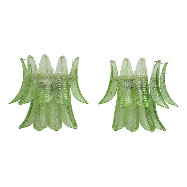 Mid-Century Modern Palm Leaves in Murano, Italy, 1970s, Set of 2 For Sale
