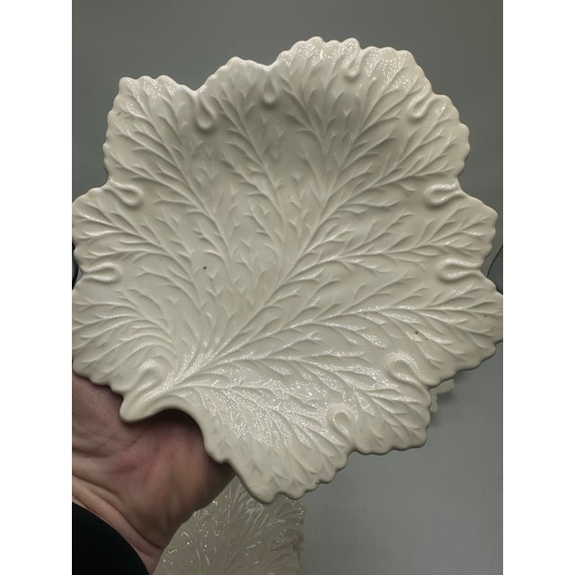 This is a charming set of vintage ceramic leaf plates, hand made and signed, likely mid-20th century or styled after...