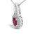 Contemporary .925 Sterling Silver Red Ruby and Diamond Accent Milgrain Swirl Pendant Necklace - 18" Inches For Sale - Image 3 of 5