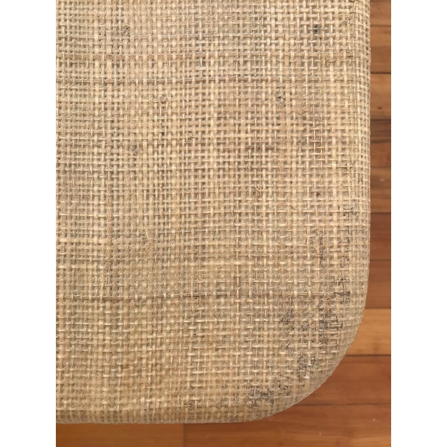 Mid-Century Modern Vintage Lacquered Grasscloth Coffee Table With Brass Feet For Sale - Image 3 of 11