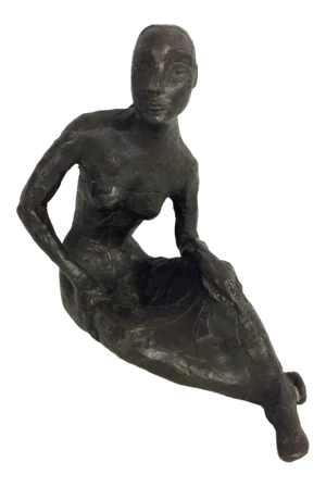 A. Dinnean Mid Century Bronze Seated Girl Sculpture