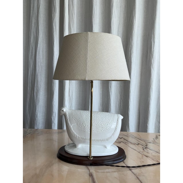 Mid-Century Modern Vintage Ceramic Sheep Table Lamp, Italy, 1970s For Sale - Image 3 of 15