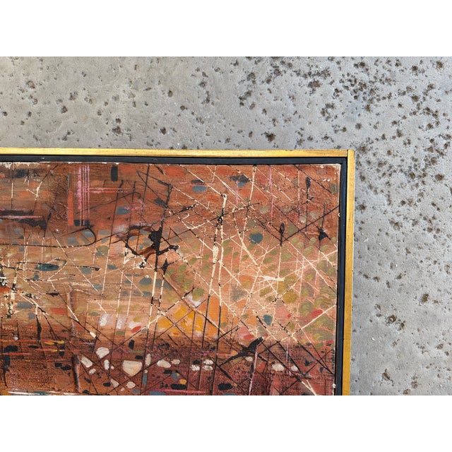 Burnt Orange Lynn Sweat - Abstract Expressionist Painting - 'City' Signed and Dated 1958 For Sale - Image 8 of 10