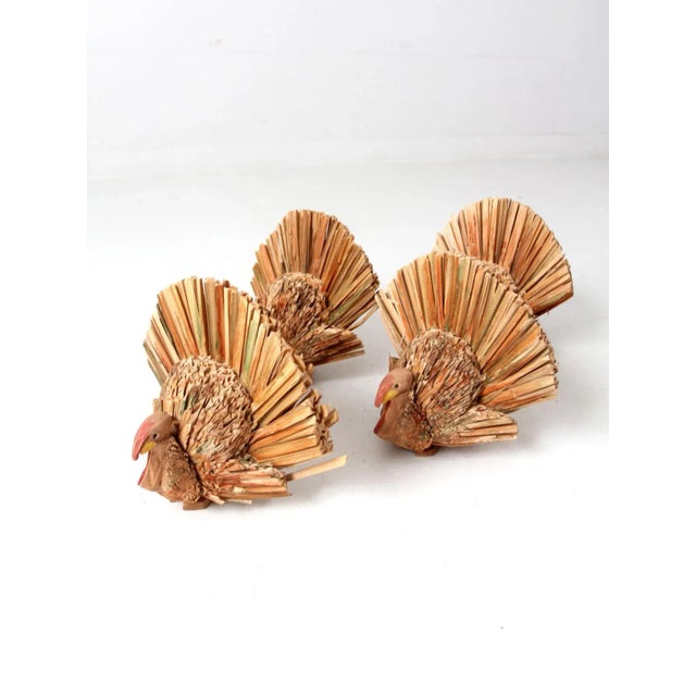 Tan Vintage Woven Decorative Turkeys Set of 4 For Sale - Image 8 of 12