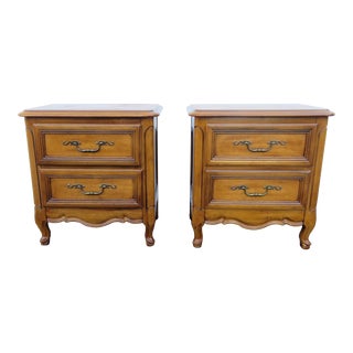 Dixie French Carved Nightstands Bedside End Tables a Pair For Sale