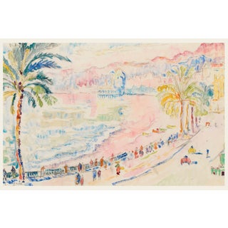Nice Promenade Des Anglais French Riviera Watercolor Art Print by Paul Signac — 12" X 8" For Sale
