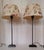 Vintage Table Lamps with Black Metal Base and Beige Patterned Fabric Shade, 2000s, Set of 2 For Sale - Image 6 of 8